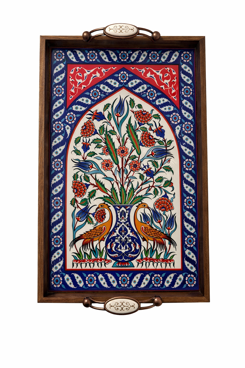 El Yapımı Kütahya Tepsi 42x27 cm | Yerli Üretim Dekoratif & Servis Tepsisi Anka