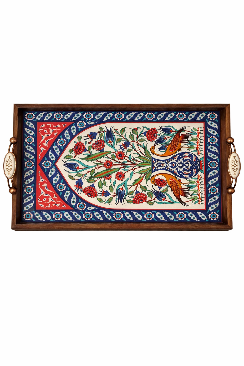 El Yapımı Kütahya Tepsi 42x27 cm | Yerli Üretim Dekoratif & Servis Tepsisi Anka