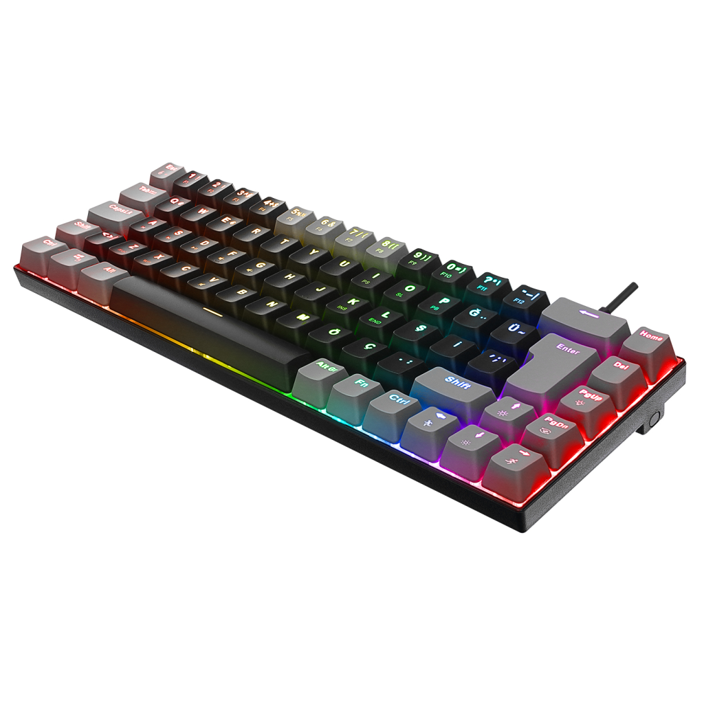 ACER eMachines, EAK68, Siyah/Gri, USB Kablolu, RGB Backlight, RED Mekanik Switch, Türkçe Q, 68 Tuşlu, Gaming Klavye