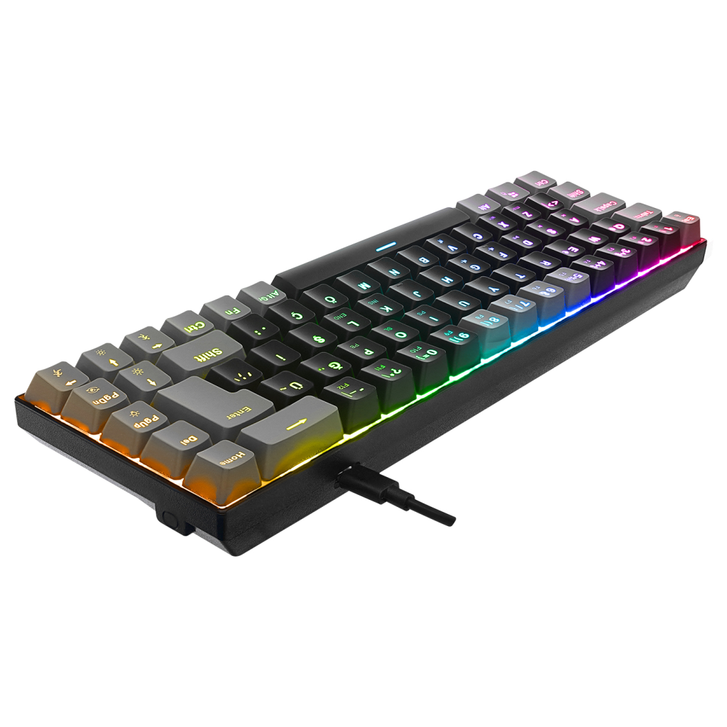 ACER eMachines, EAK68, Siyah/Gri, USB Kablolu, RGB Backlight, RED Mekanik Switch, Türkçe Q, 68 Tuşlu, Gaming Klavye