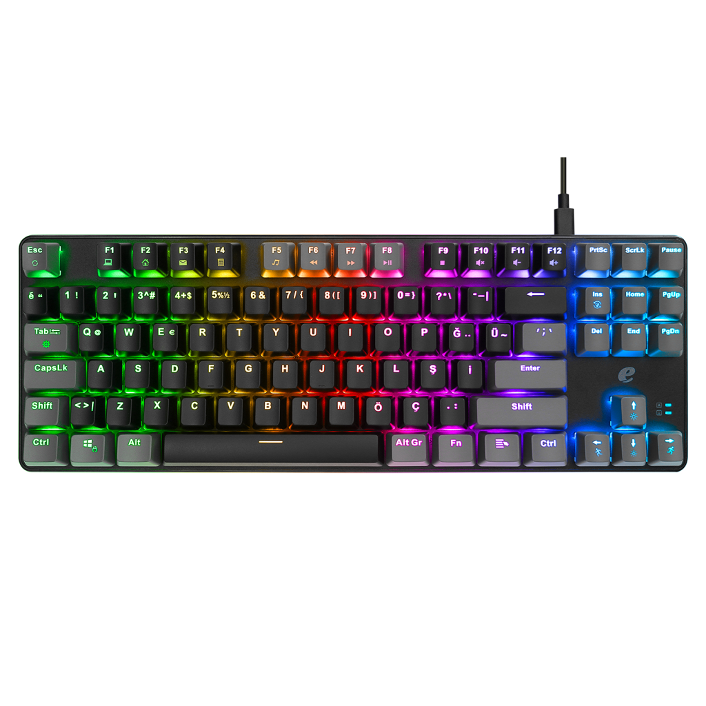 ACER eMachines, EAK87, Siyah/Gri, USB Kablolu, RGB Backlight, RED Mekanik Switch, Türkçe Q, 87 Tuşlu, Gaming Klavye