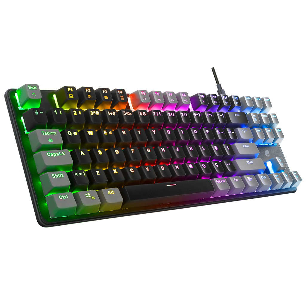 ACER eMachines, EAK87, Siyah/Gri, USB Kablolu, RGB Backlight, RED Mekanik Switch, Türkçe Q, 87 Tuşlu, Gaming Klavye