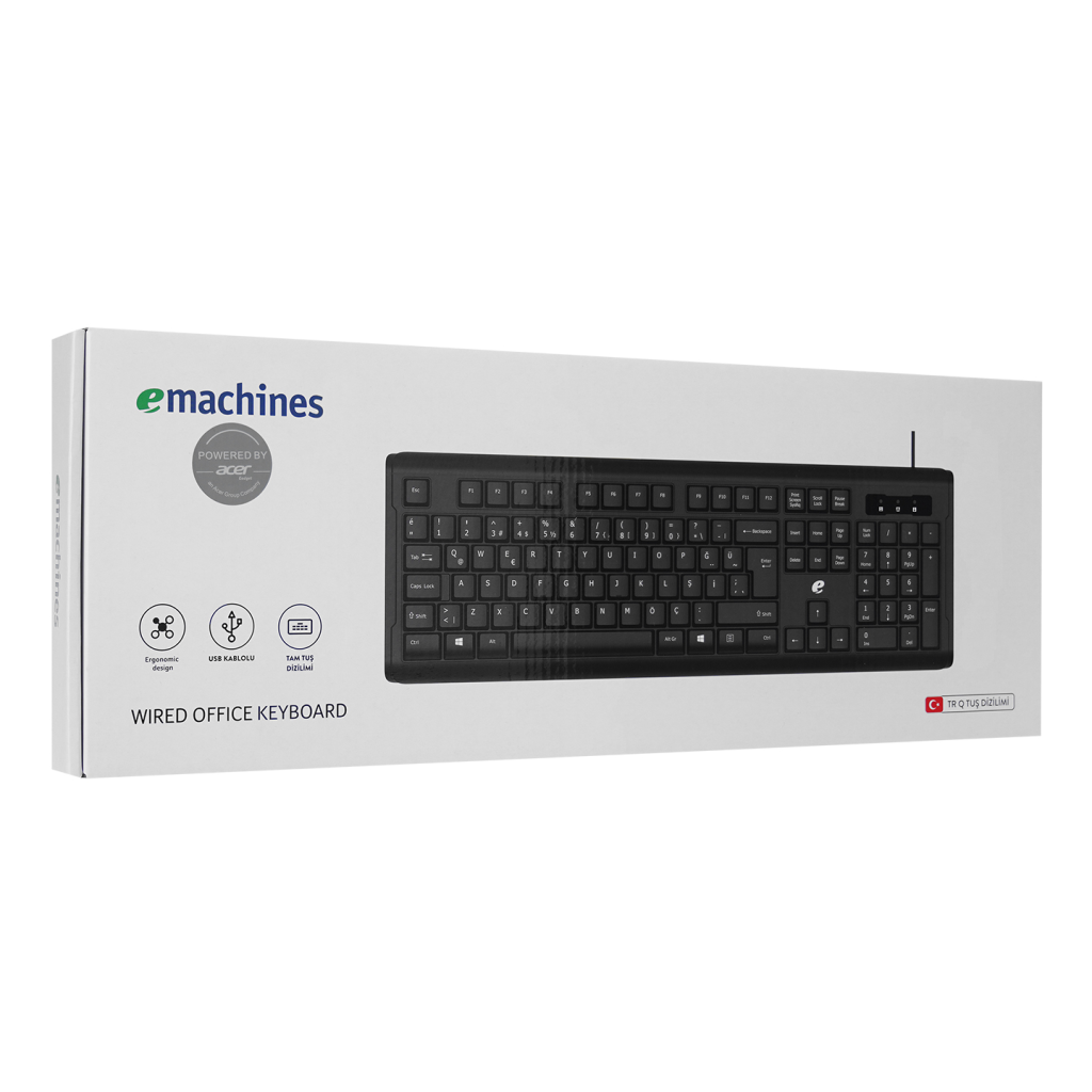 ACER eMachines, EAK9821, Siyah, USB Kablolu, Türkçe Q, Standart Klavye