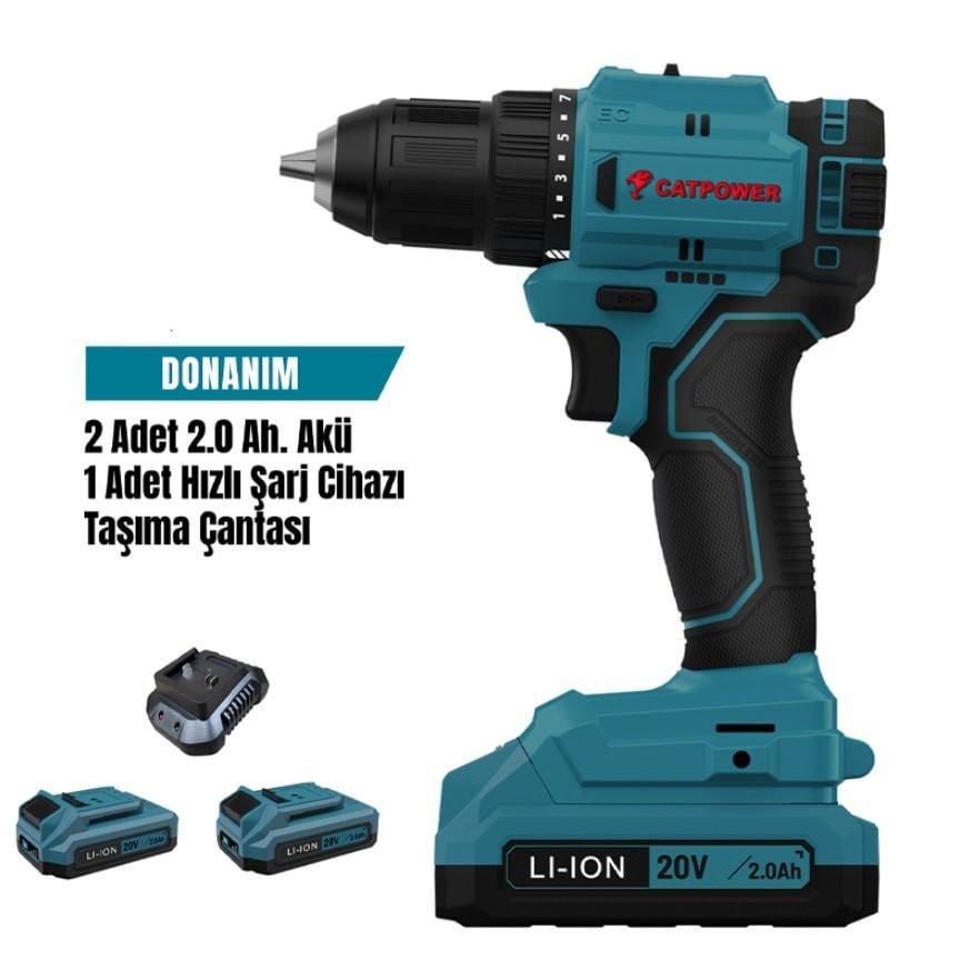 Cat Power 4213 Akülü Vidalama 2,0 Ah Çift Akülü - Bulutretail