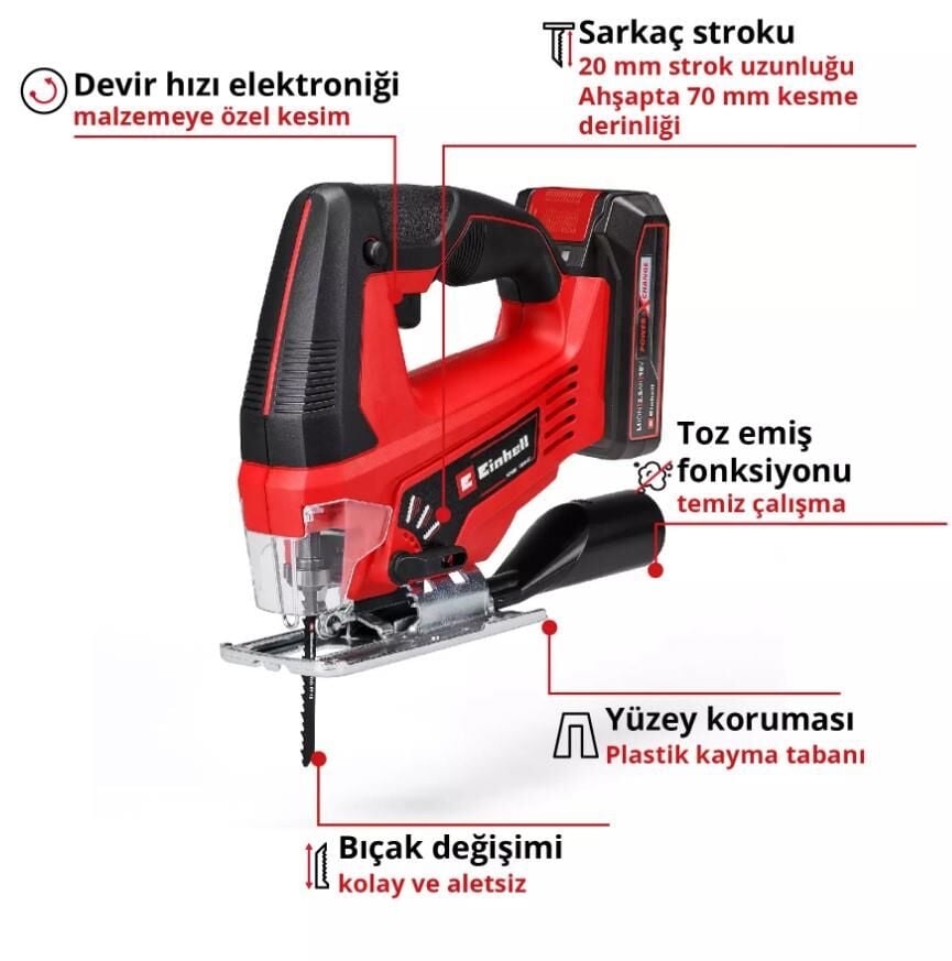 Einhell Tc Js 18/70 Akülü Dekupaj Testere 2,5 Ah Tek Akülü - Bulutretail