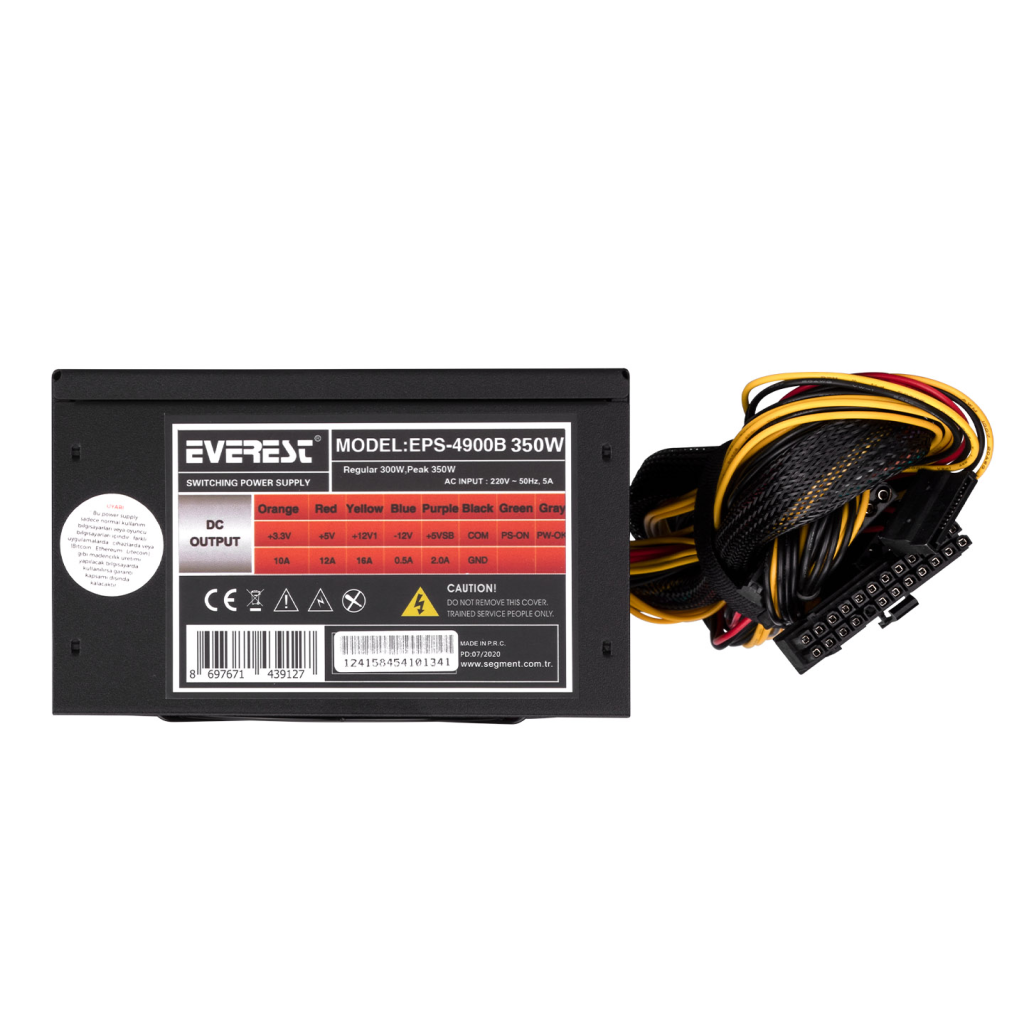 EVEREST EPS-4900B, 350W Peak, 12cm Fan, ATX, Power Supply (PSU) Kutulu