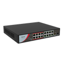 HILOOK NS-0318P-130(B), 16 Port, Megabit, PoE 130W, 1 Port GigaBit Lan, 1 Port GigaBit SFP, Long Range 250Metre, Yönetilemez, Masaüstü Switch