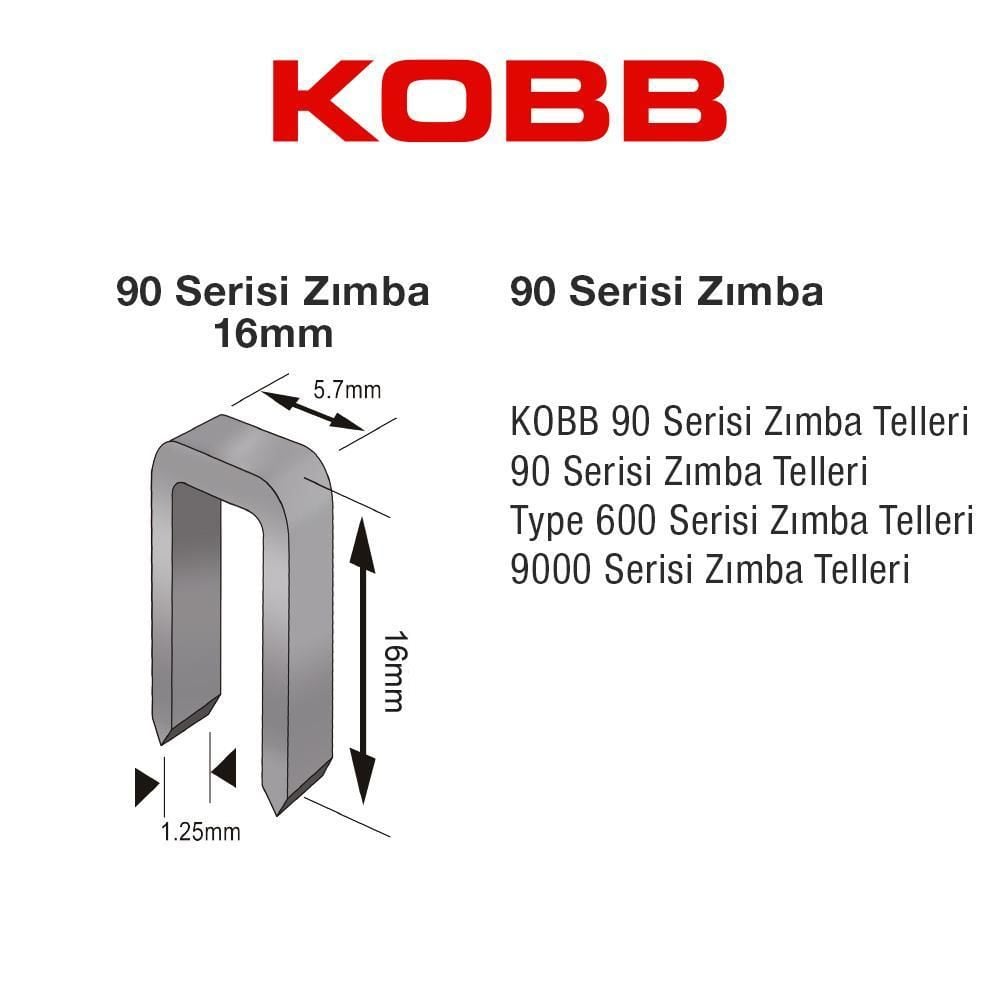 Kobb Kbz9016 16 Mm 2500 Adet U Zımba Teli - Bulutretail