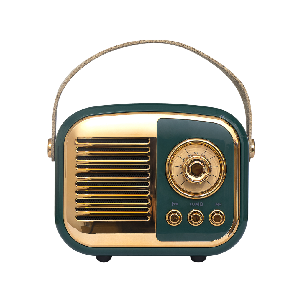 MIKADO MD-24BT, Echoes, Yeşil, 3W, Taşınabilir, USB/TF Kart/Bluetooth, 800mAh, Klasik Retro Müzik Kutusu
