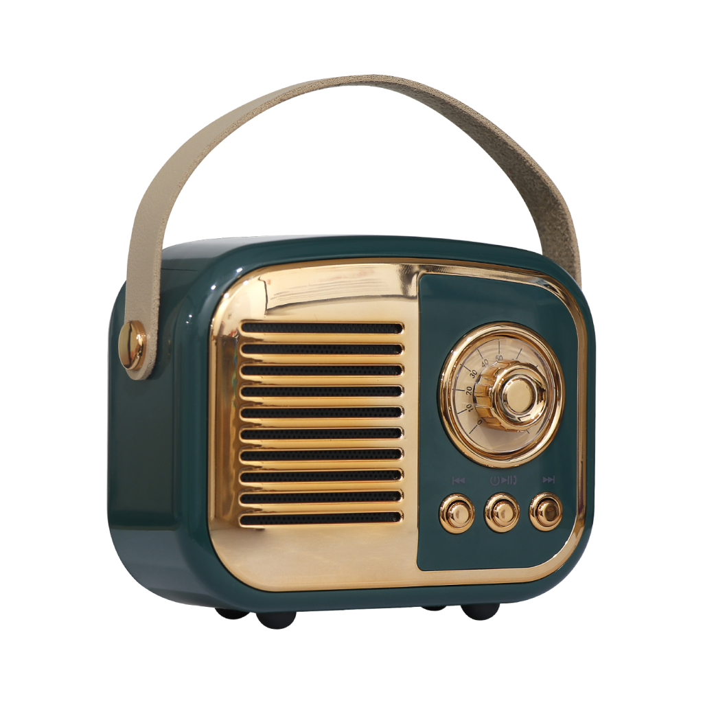 MIKADO MD-24BT, Echoes, Yeşil, 3W, Taşınabilir, USB/TF Kart/Bluetooth, 800mAh, Klasik Retro Müzik Kutusu