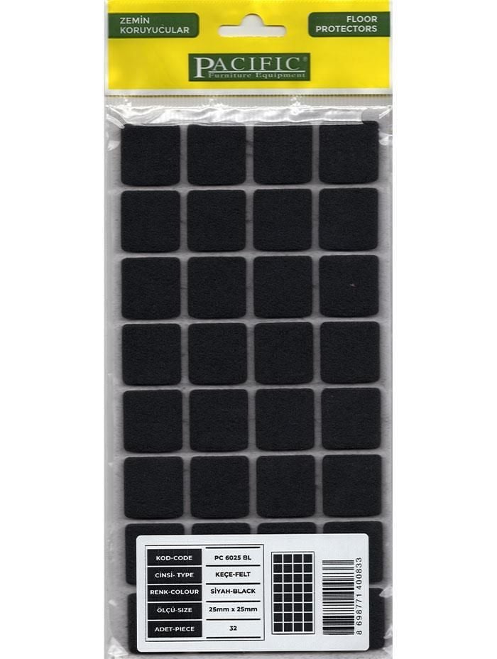 Pacific 6025 Bl Yapışkanlı Keçe 25 Mm X 25 Mm Siyah - Bulutretail