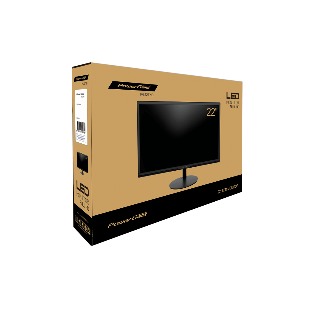 POWERGATE PG22TNB, 22&amp;quot;, 5ms, 75Hz, Full HD, D-Sub, HDMI, TN LED Monitör