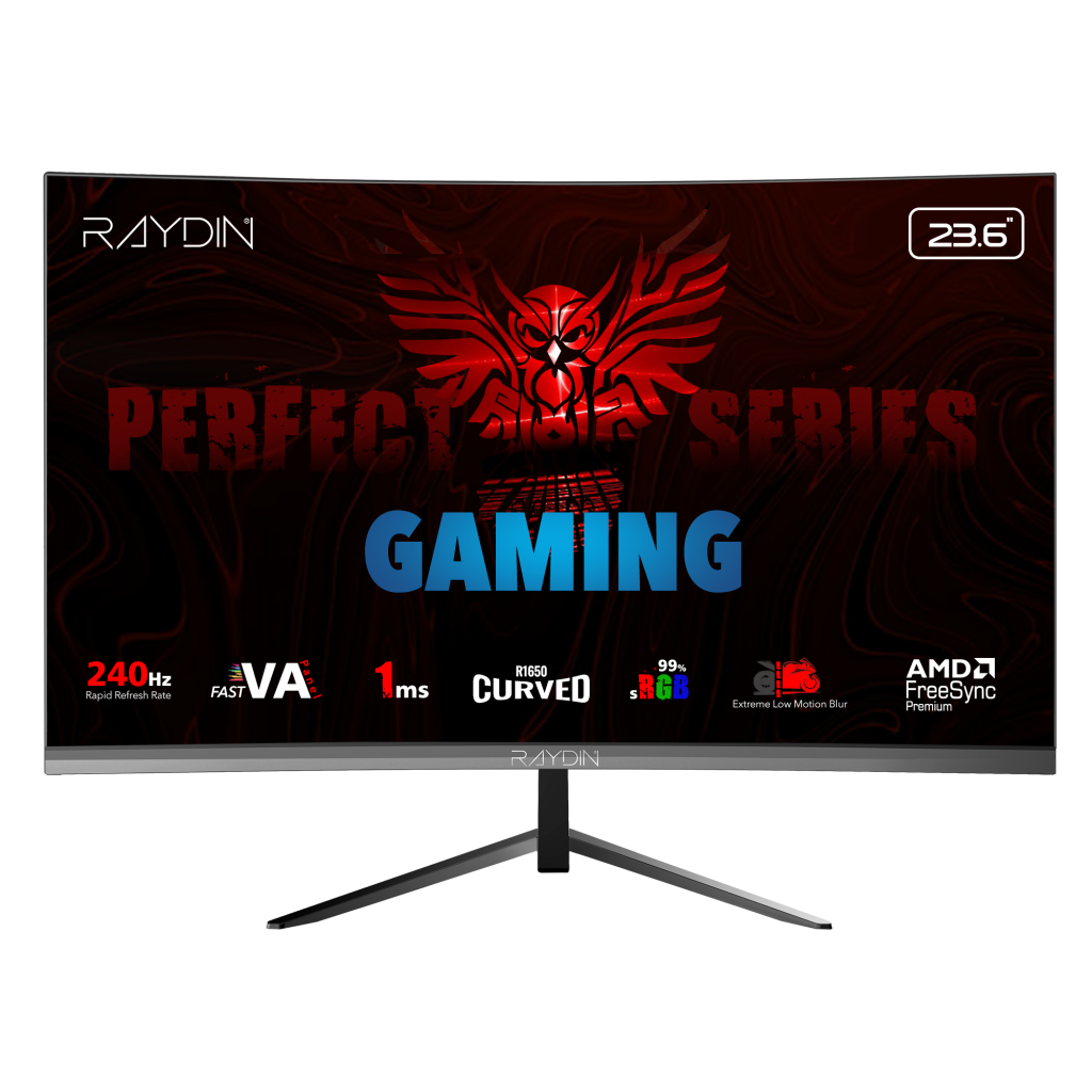 RAYDIN MM24RFA-240HZ, 23.6&amp;quot;, 1ms, 240Hz, Full HD, HDMI, DP, Hoparlör, VA LED, R1650 Curved, Frameless, FreeSync Gaming Monitör