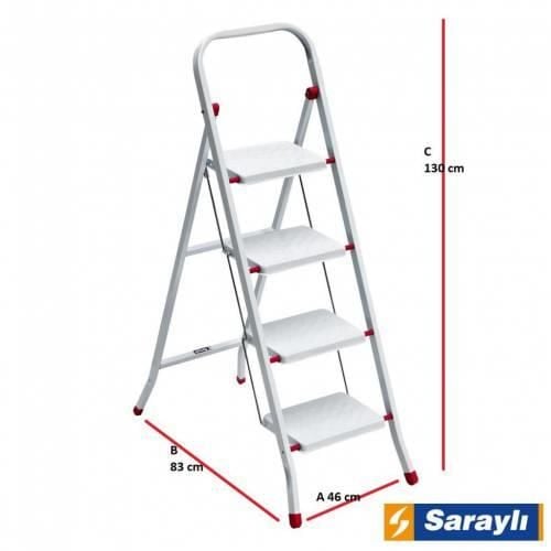 Saraylı Pratik Metal Merdiven Beyaz 4 Basamaklı - Bulutretail