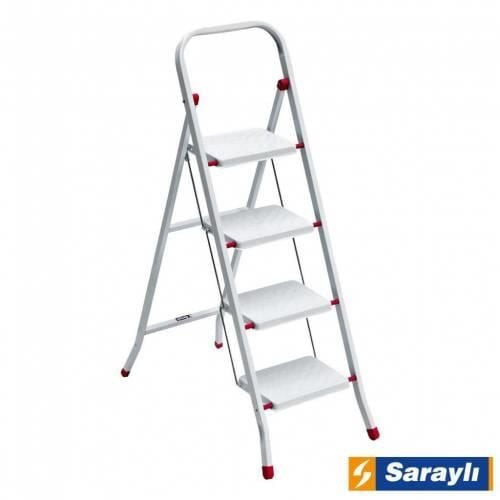 Saraylı Pratik Metal Merdiven Beyaz 4 Basamaklı - Bulutretail
