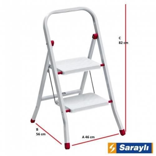Saraylı Pratik Metal Merdiven Beyaz 2 Basamaklı - Bulutretail
