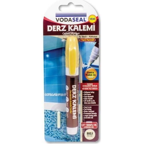 Vodaseal Çift Uçlu Su Bazlı Kokusuz Kalıcı Derz Kalemi Bej - Bulutretail