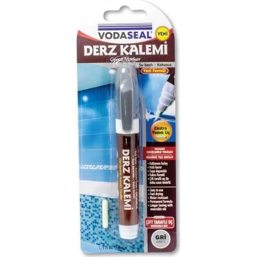 Vodaseal Çift Uçlu Su Bazlı Kokusuz Kalıcı Derz Kalemi Gri - Bulutretail